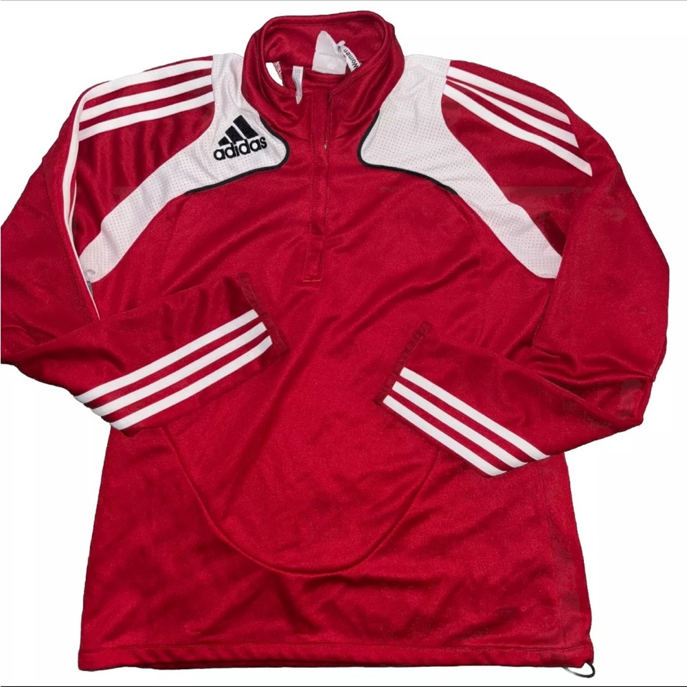 Adidas Clima365 Red Pullover Womens Size Medium Jacket White Stripes